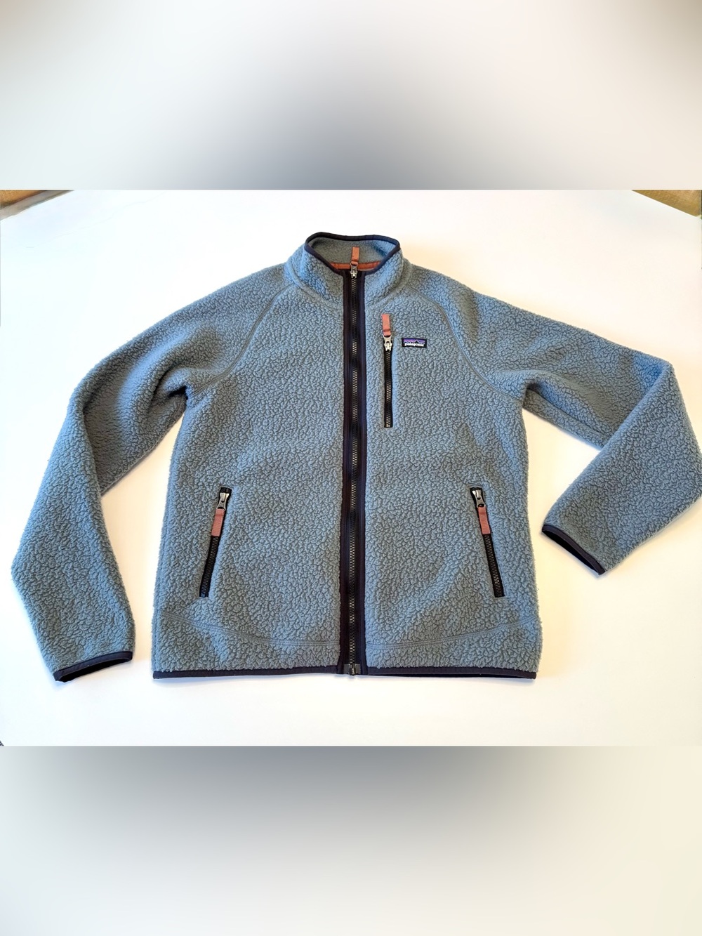 Patagonia Gray Blue Retro Fleece Jacket, size XXL (16-18)
